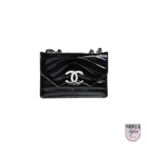 Chanel 'Patent Chevron Small Cutaway Flap' Bag
