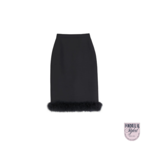 Valentino Feather-Trimmed Wool Skirt