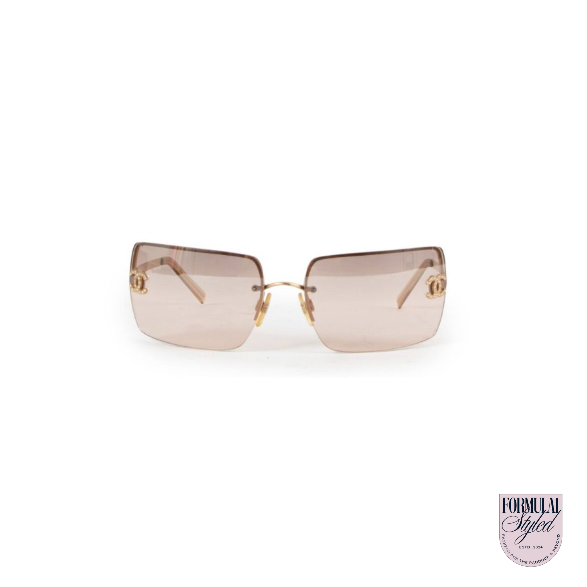 Chanel 4017-D Crystal Rimless Sunglasses